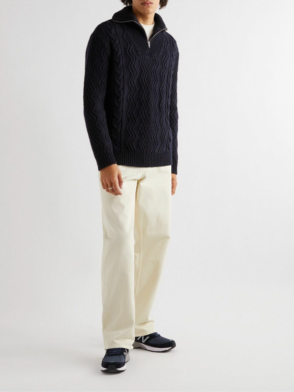 NN07 - Roman 6336 Cable-Knit Wool Half-Zip Sweater - Blue NN07