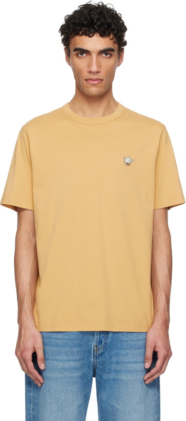 Photo: Maison Kitsuné Yellow Barista Fox Patch Relax T-shirt