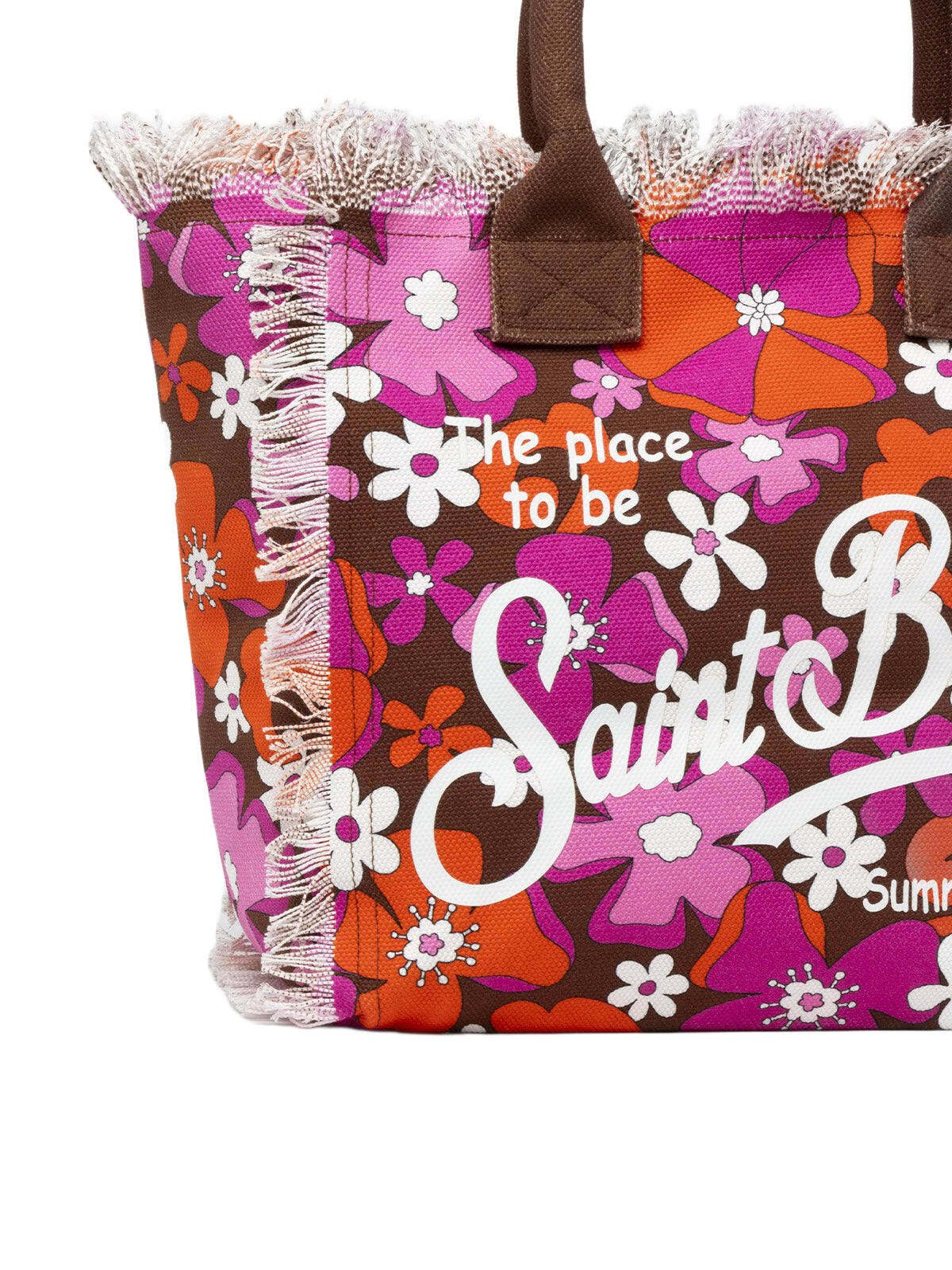 MC2 Saint Barth Cotton Canvas Tote Bag With Retro Flower Print