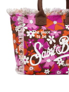 MC2 Saint Barth Cotton Canvas Tote Bag With Retro Flower Print