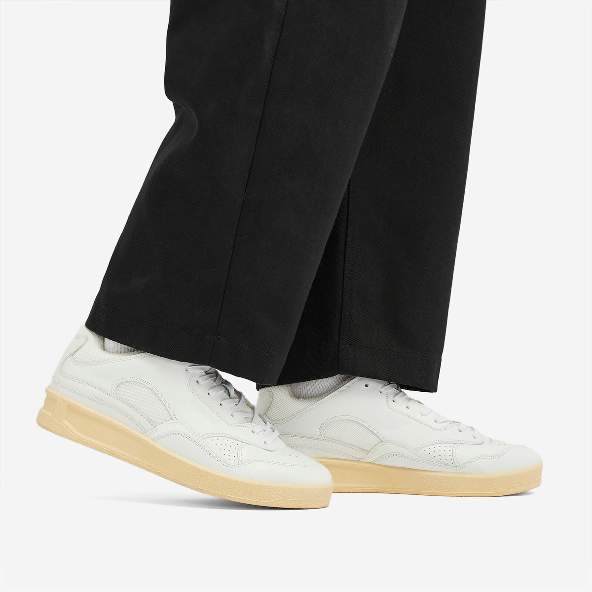 Jil Sander Men's Leather Sneakers in White/Ecru Jil Sander