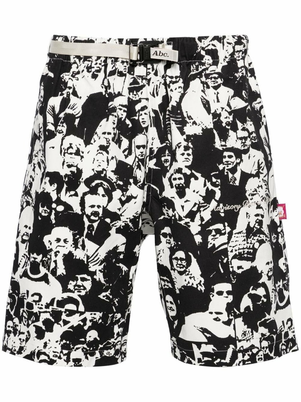 Photo: Advisory Board Crystals Black And White Faces Print Bermuda Shorts