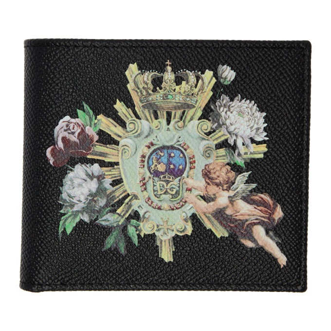 Photo: Dolce and Gabbana Black Crowns and Flowers Bifold Wallet