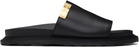 Moschino Black Calfskin Logo Plaque Sandals
