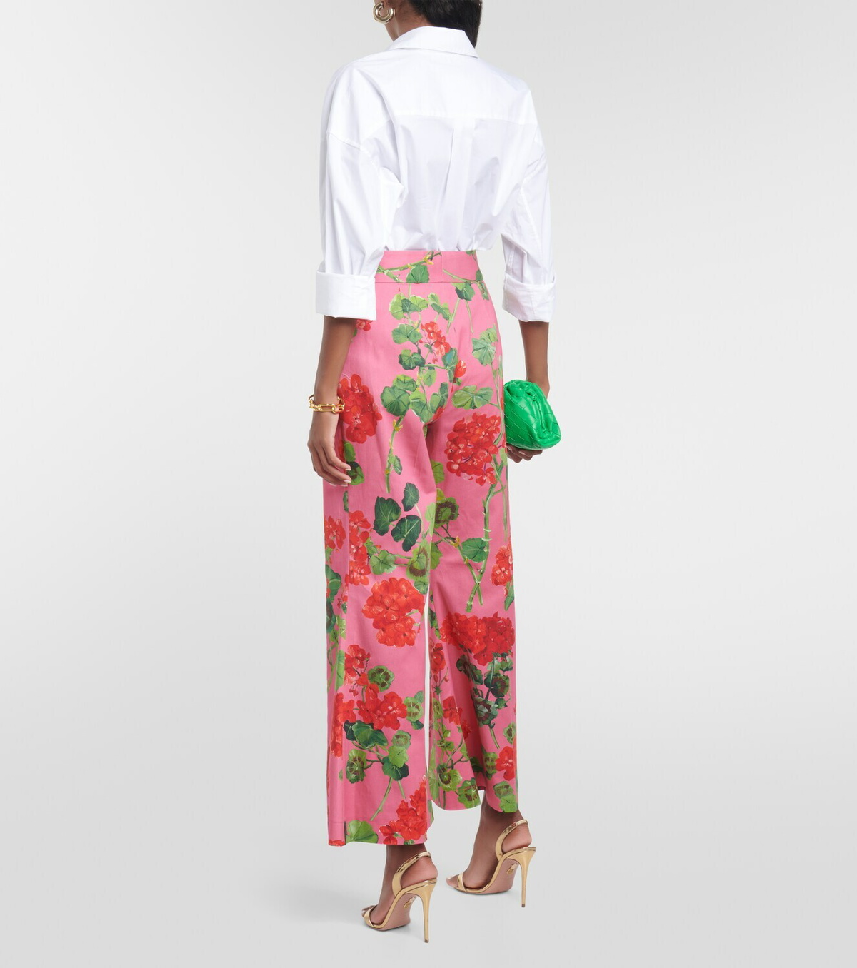 Oscar de la Renta Floral high-rise cotton-blend flared pants