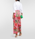 Oscar de la Renta Floral high-rise cotton-blend flared pants