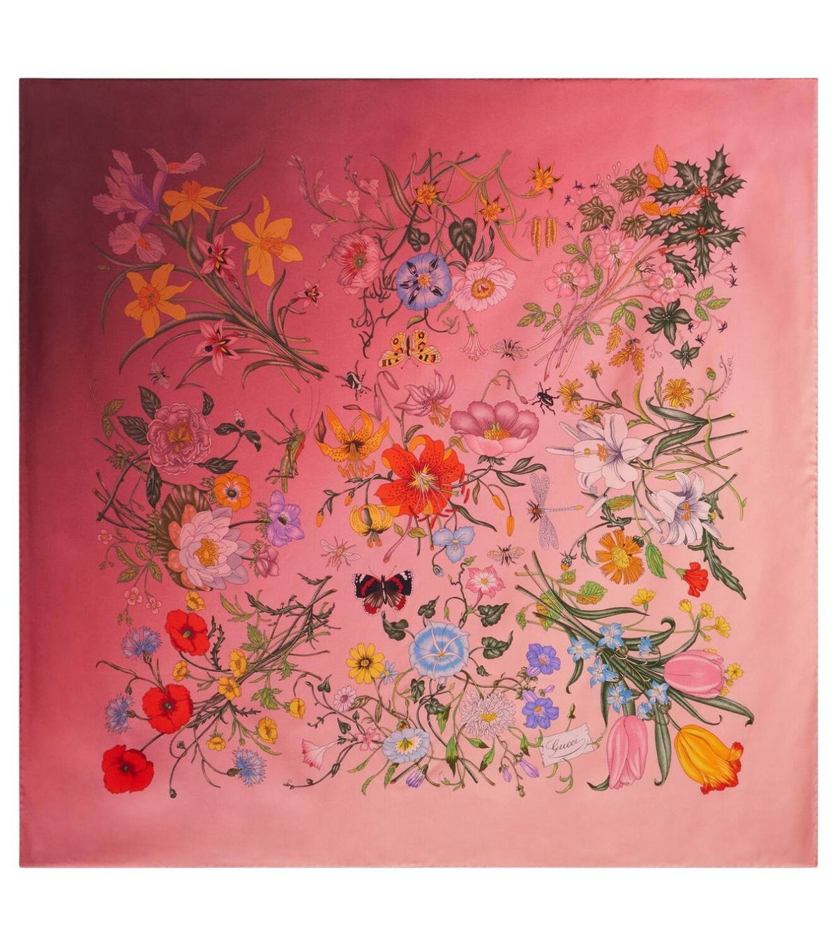 スカーフ Gucci Gucci Flora Printed Silk Twill Neck Bow GUCCI - Flora Silk Twill Neck Bow Gucci