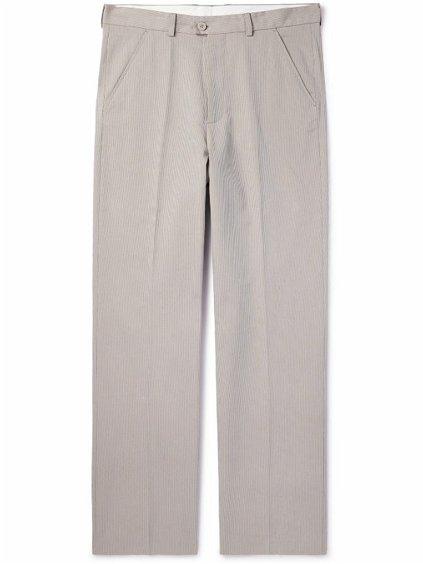 Photo: Our Legacy - Darien Straight-Leg Pleated Striped Cotton-Blend Trousers - Gray