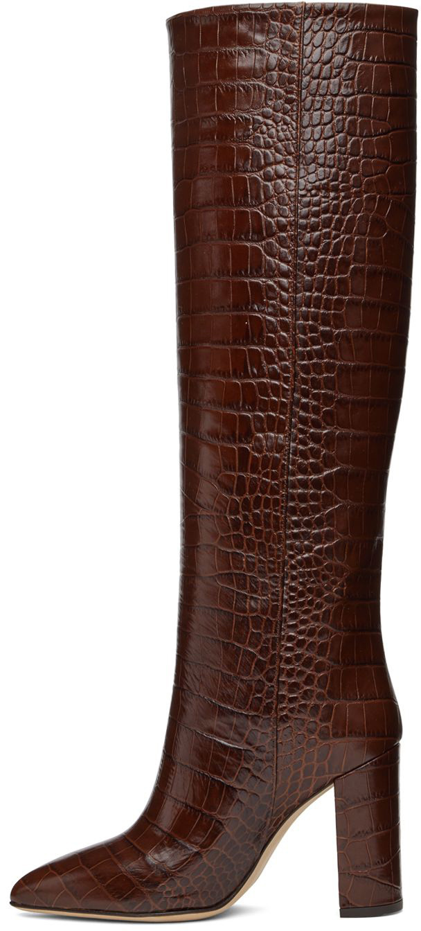 PARIS TEXAS Brown Croc Tall Boots Paris Texas