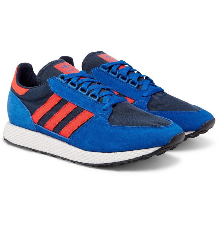 Photo: adidas Originals - Forest Grove Suede and Mesh Sneakers - Blue