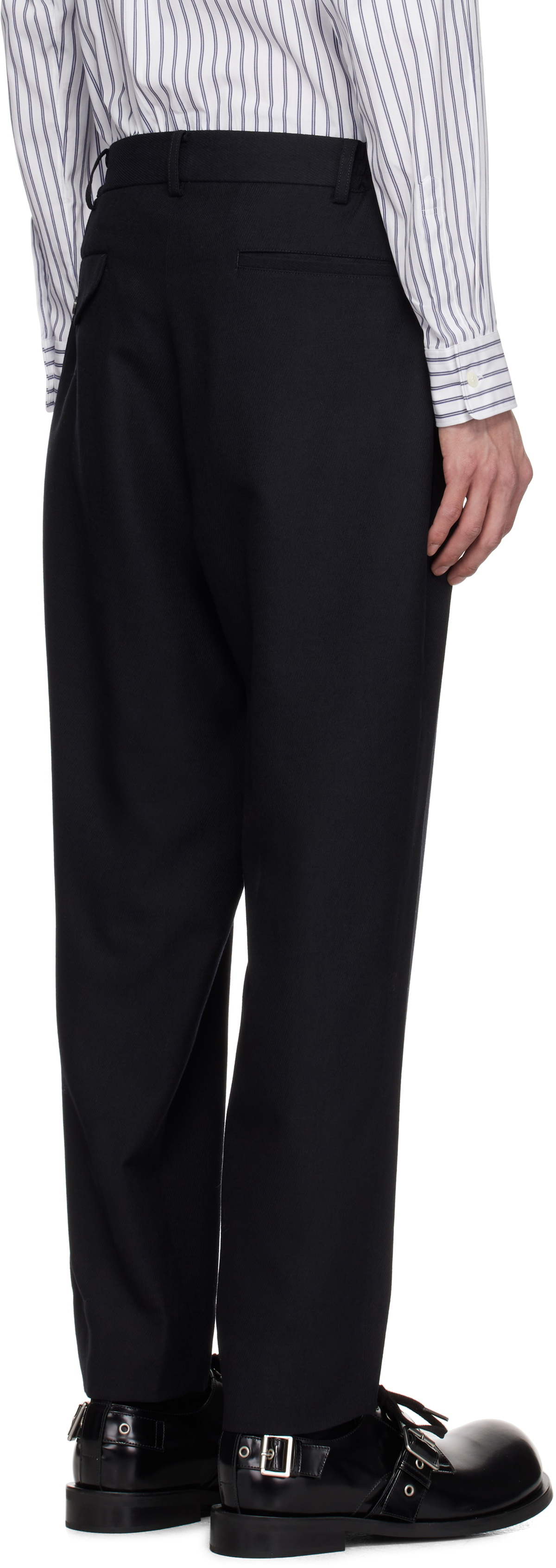 Comme des Garçons Homme Deux Navy Wool Kersey Trousers