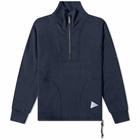 And Wander Men's Cotton Wool Half Zip Sweat in Navy