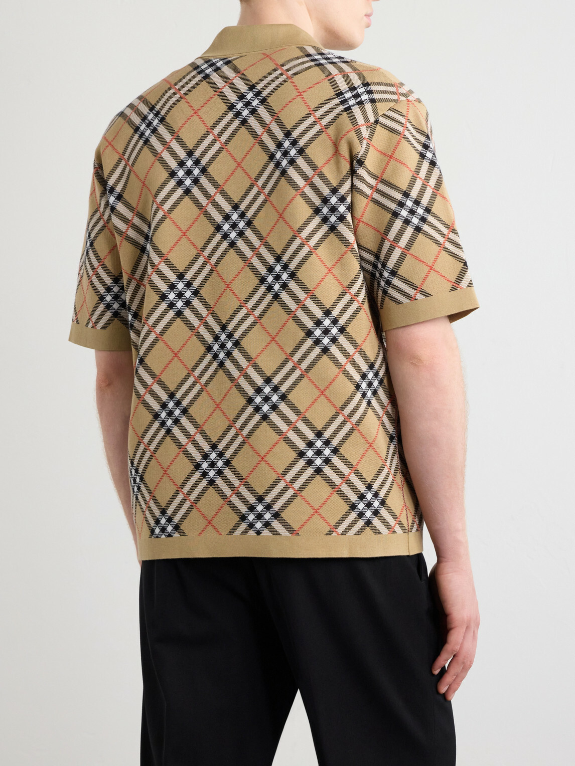 Burberry - Checked Cotton-Blend Polo Shirt - Neutrals