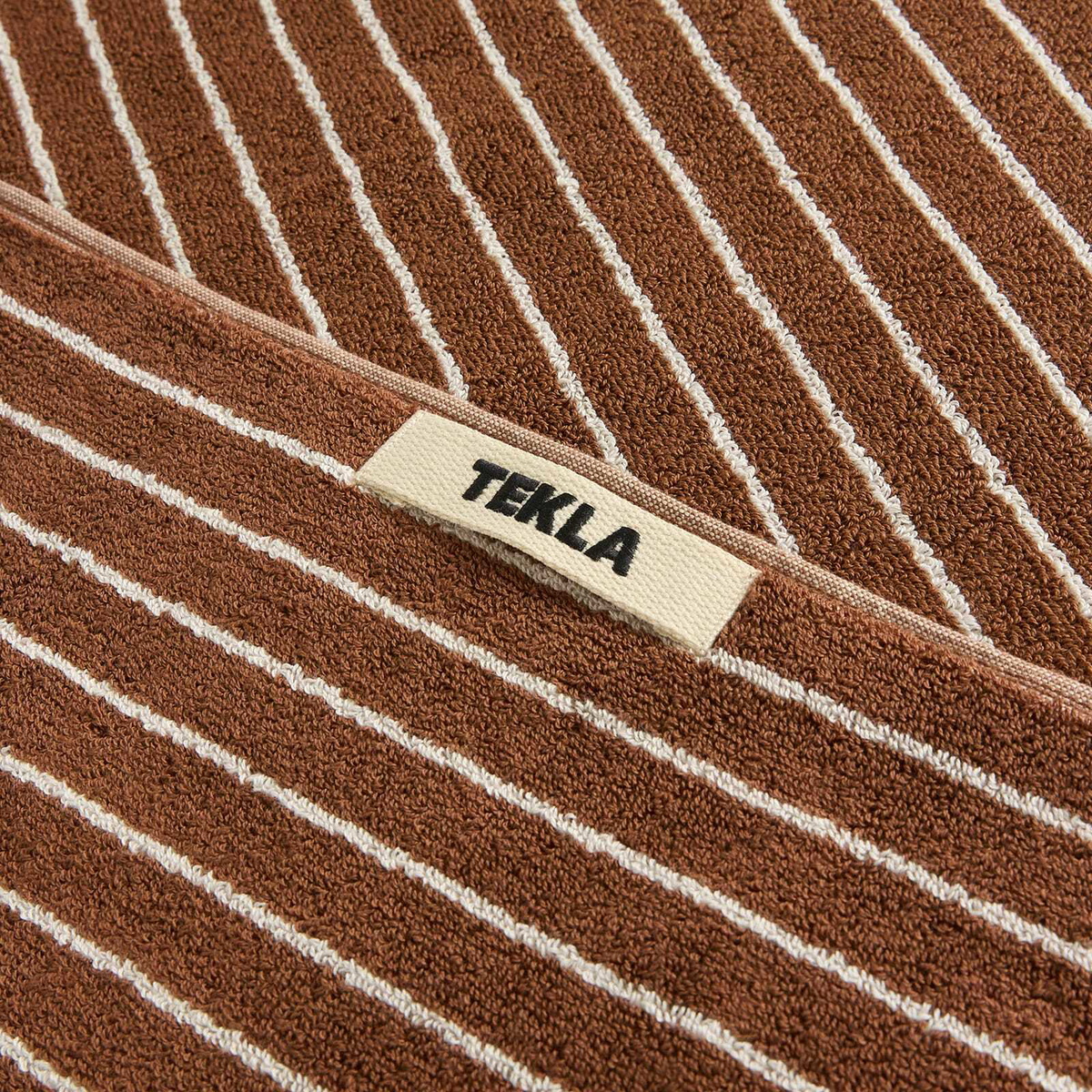 Tekla Fabrics Organic Terry Bath Towel in Rust Stripes 