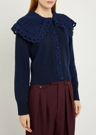Erdem Crochet Collar Wool-blend Cardigan Navy