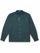 11.11/eleven eleven - Grandad Collar Slub Cotton Shirt - Blue