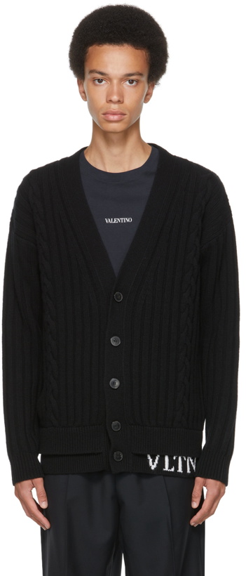 Photo: Valentino Black Knit Logo Cardigan