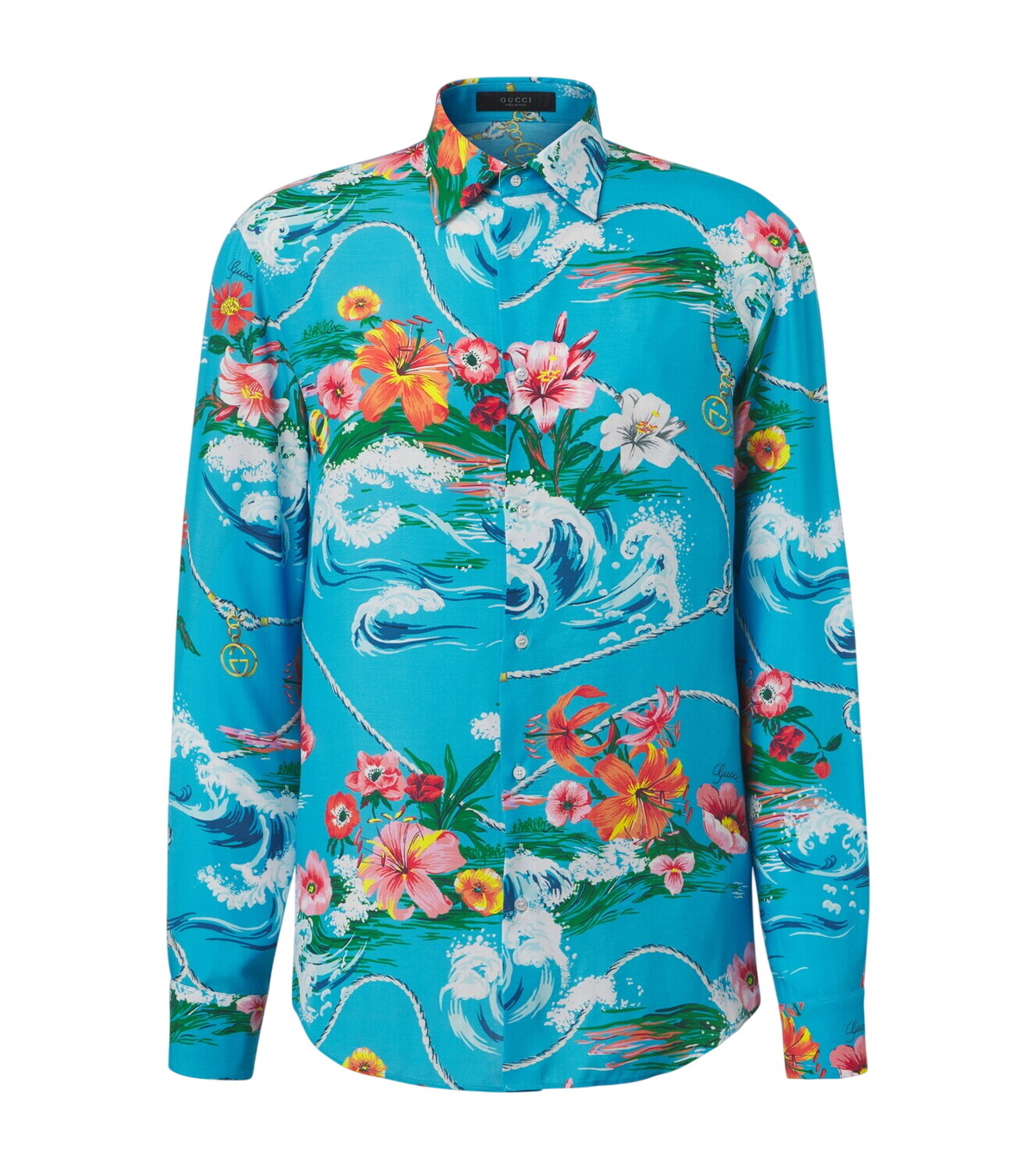 Gucci - Duke Appliquéd Cotton Oxford Shirt - Blue Gucci