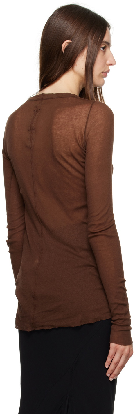 Tシャツ・カットソー RICK OWENS 'Rib' T-shirt Brown T-shirt Rick Owens Porterville Jumbo T-shirt RR02D6274 RNEM7