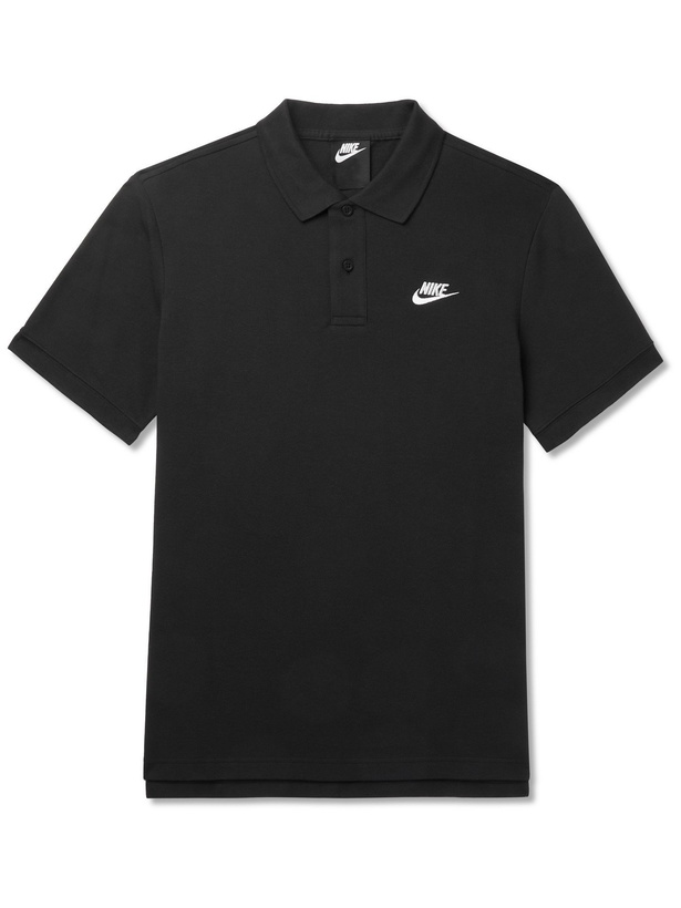 Photo: NIKE - Logo-Embroidered Cotton-Piqué Polo Shirt - Black - S