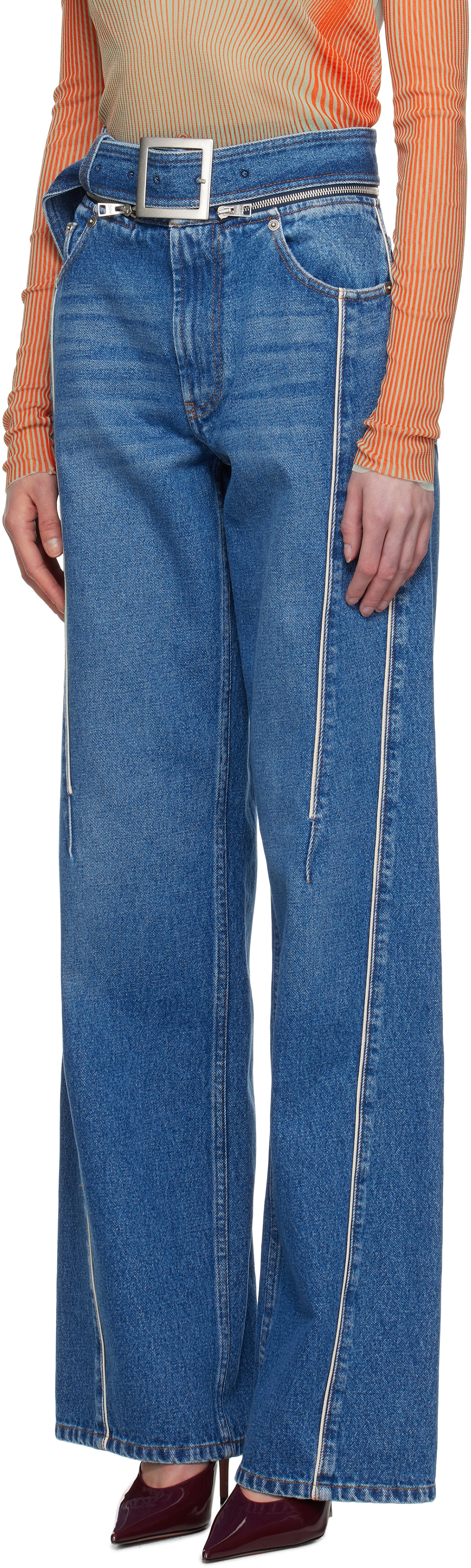 Jean Paul Gaultier Blue 'The Belted Denim' Jeans