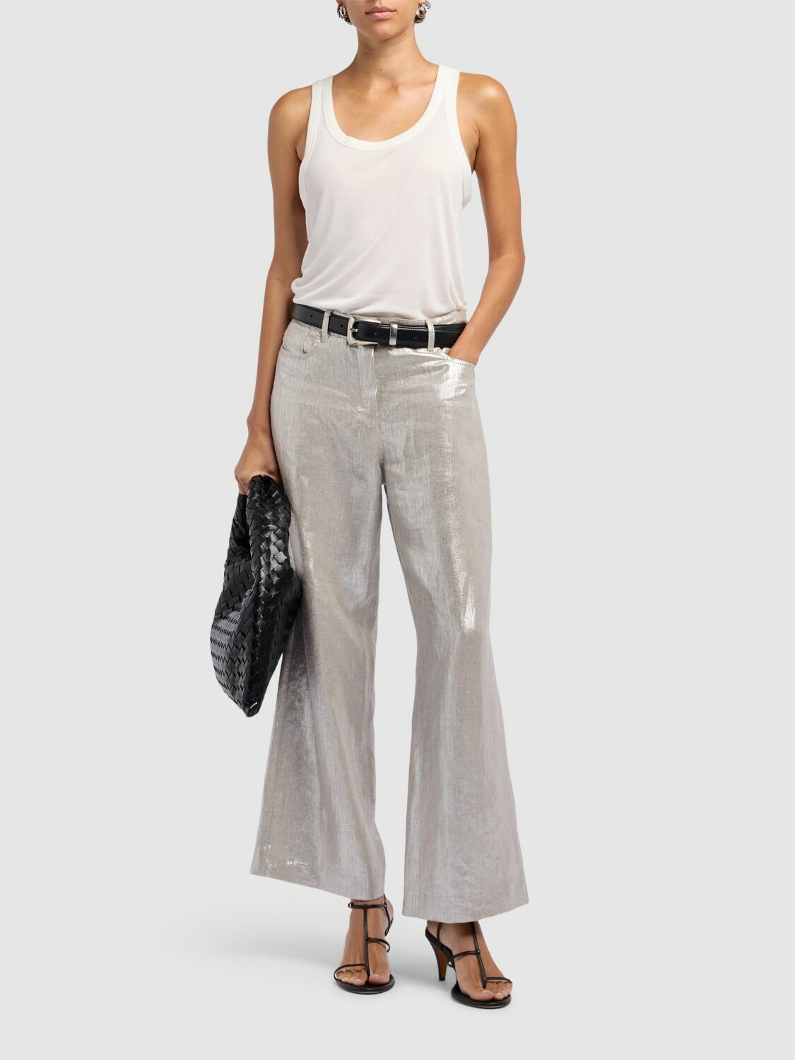 S MAX MARA Malika Coated Linen Flared Pants S Max Mara
