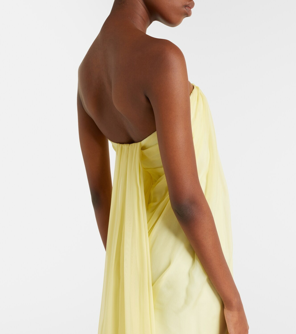 McQueen Draped chiffon bustier gown