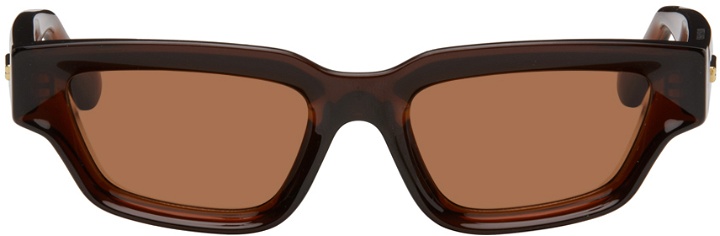 Photo: Bottega Veneta Brown Sharp Square Sunglasses