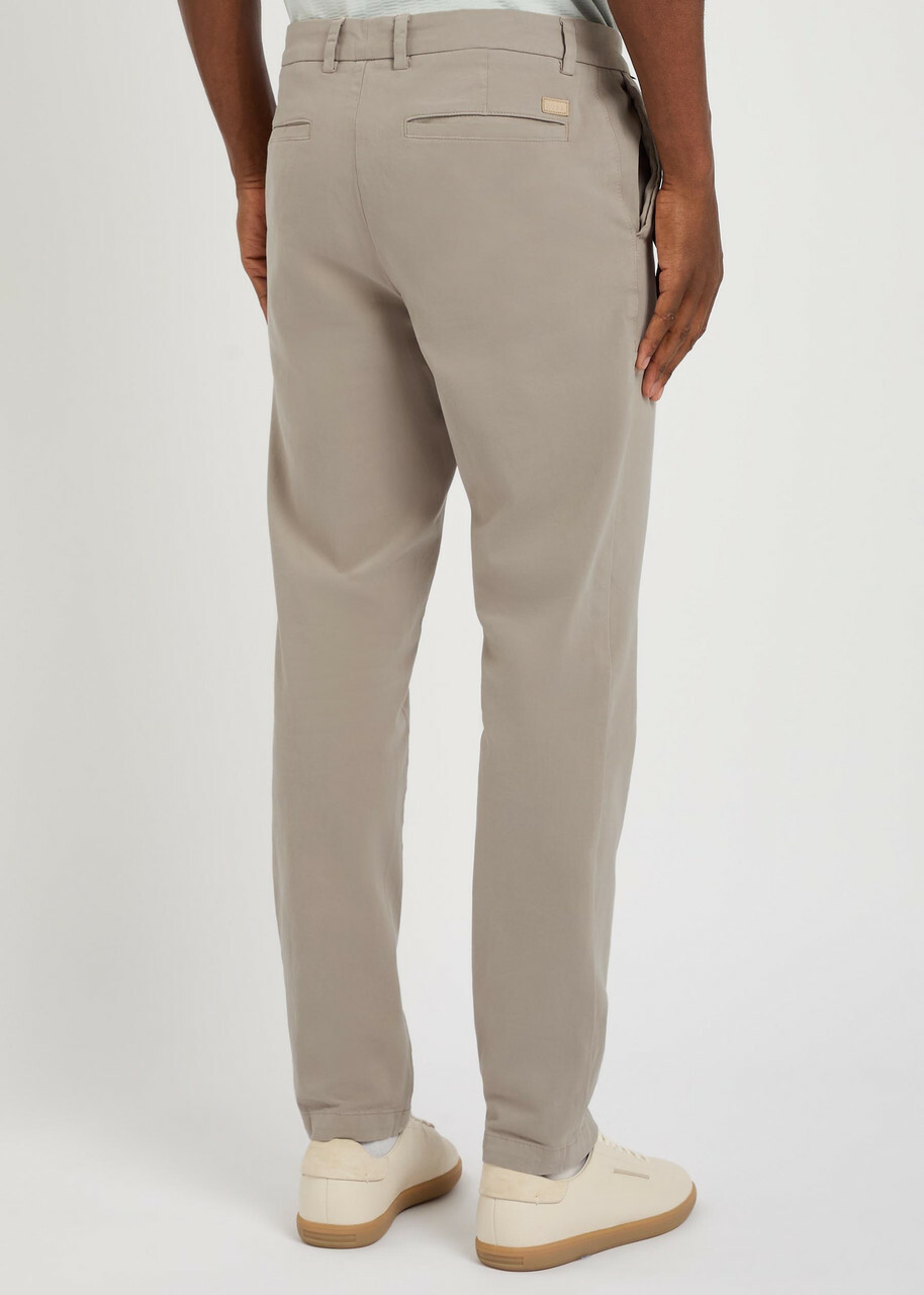 Boss Kane Tapered-leg Stretch-cotton Chino Trousers Beige