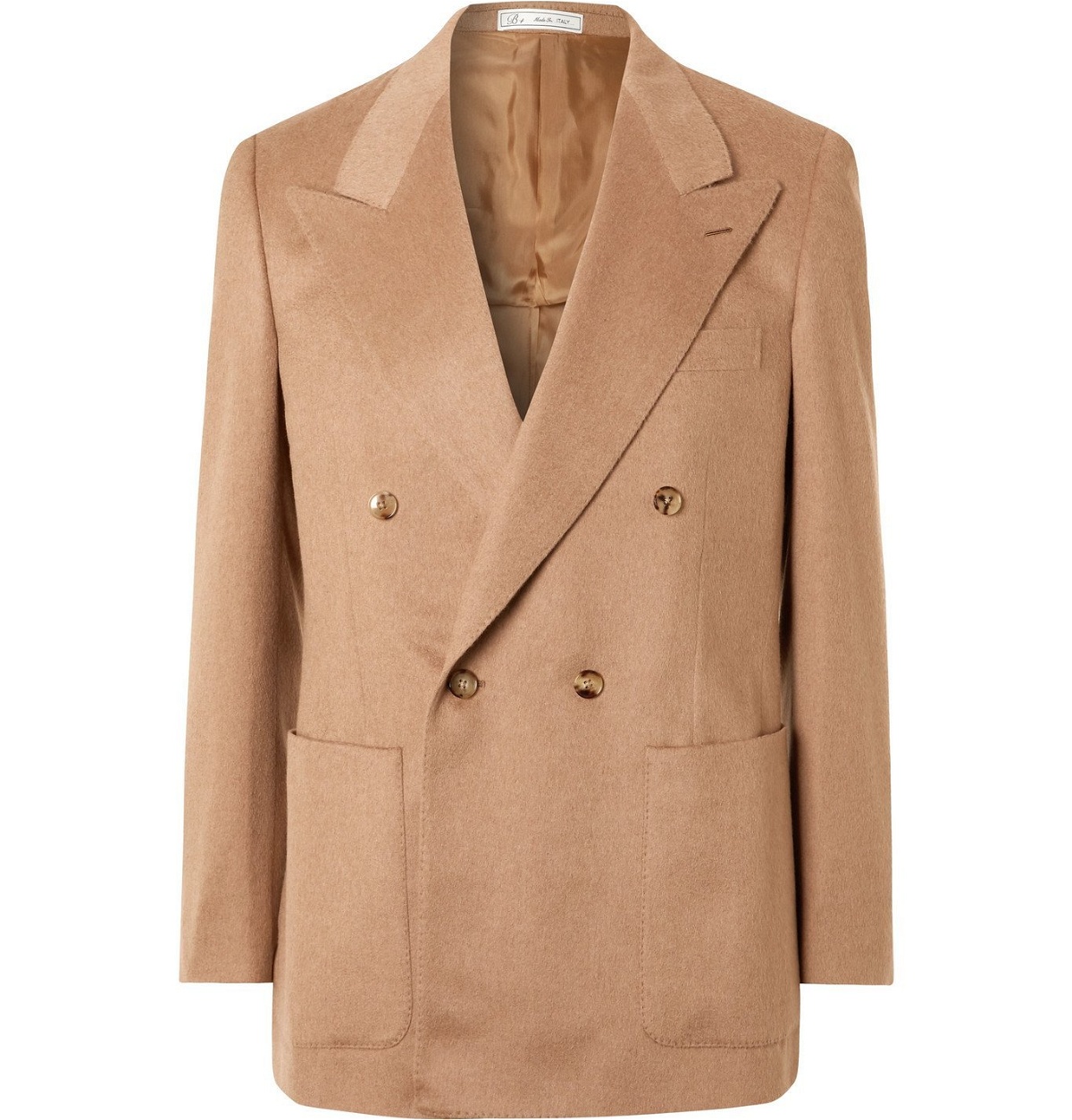 Photo: UMIT BENAN B - Double-Breasted Camel Suit Jacket - Neutrals