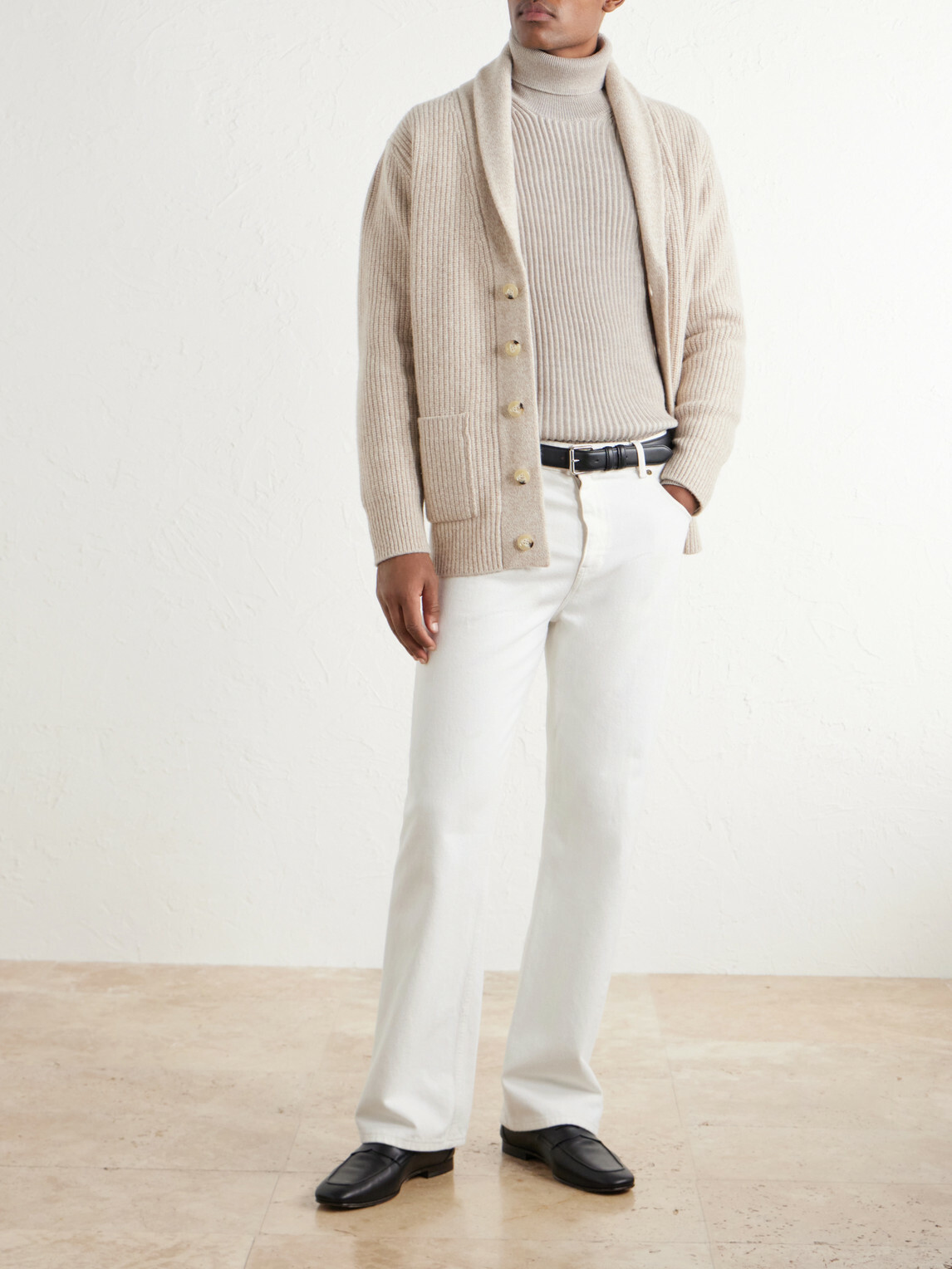 De Petrillo - Ribbed Merino Wool and Cashmere-Blend Cardigan - Neutrals