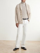 De Petrillo - Ribbed Merino Wool and Cashmere-Blend Cardigan - Neutrals