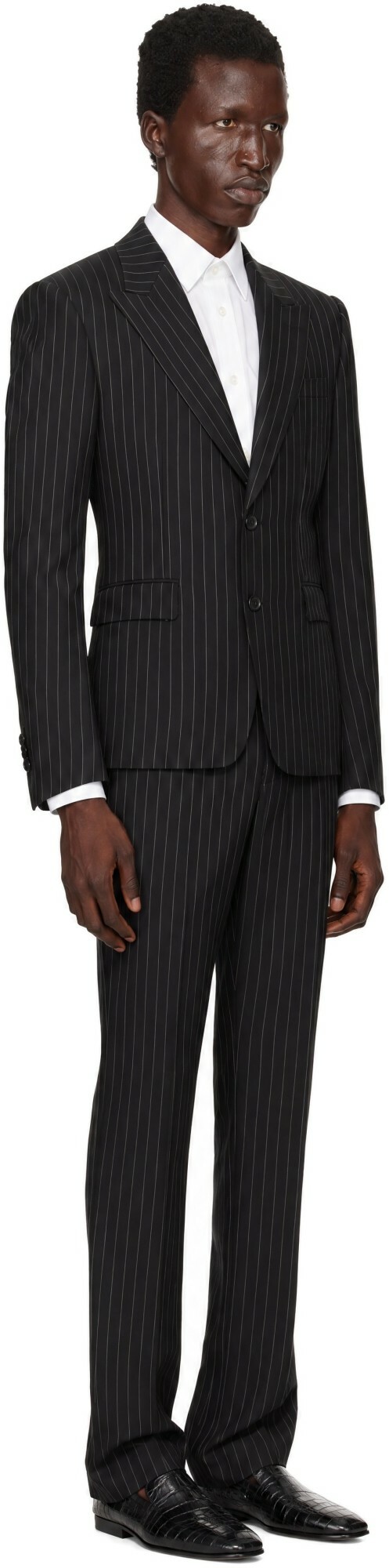 Dolce&Gabbana Black Pinstripe Wool Suit