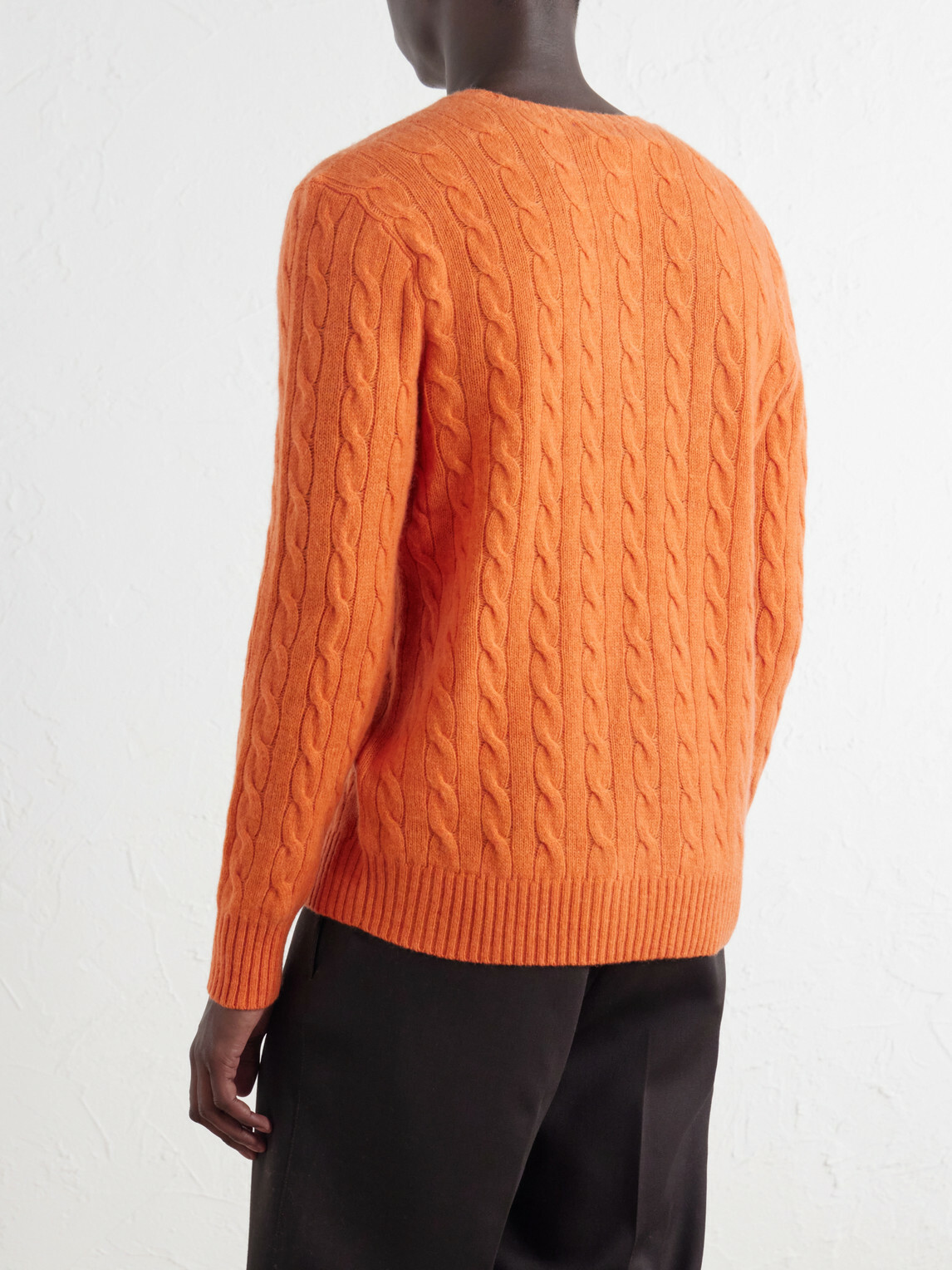 Polo Ralph Lauren - Logo-Embroidered Cable-Knit Wool and Cashmere-Blend Sweater - Orange