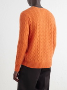 Polo Ralph Lauren - Logo-Embroidered Cable-Knit Wool and Cashmere-Blend Sweater - Orange