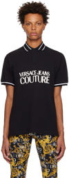 Versace Jeans Couture Black Printed Polo