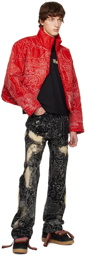 Who Decides War by MRDR BRVDO Red Duality Puffer Jacket