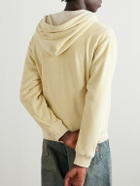 CELINE - Logo-Embroidered Cotton-Blend Velour Zip-Up Hoodie - Yellow