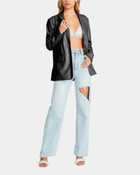 Steve Madden Vegan Leather Boyfriend Blazer in Black
