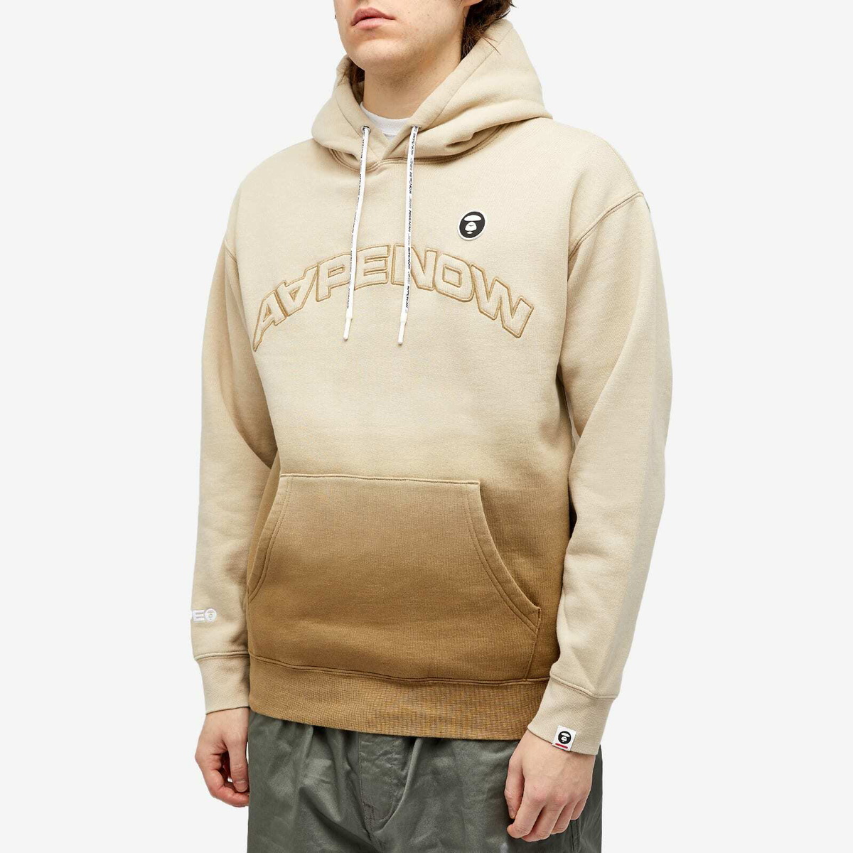 Men's AAPE Now Dip Dye Hoodie in Beige (Grey) AAPE by A Bathing Ape