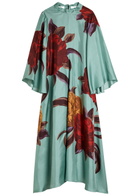 LA Double J Magnifico Floral-print Silk Maxi Dress Blue