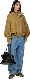 The Attico Tan Suede Bomber Jacket