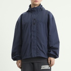 Balenciaga Men's Techno Cotton Hooded Rain Jacket in Marine Blue