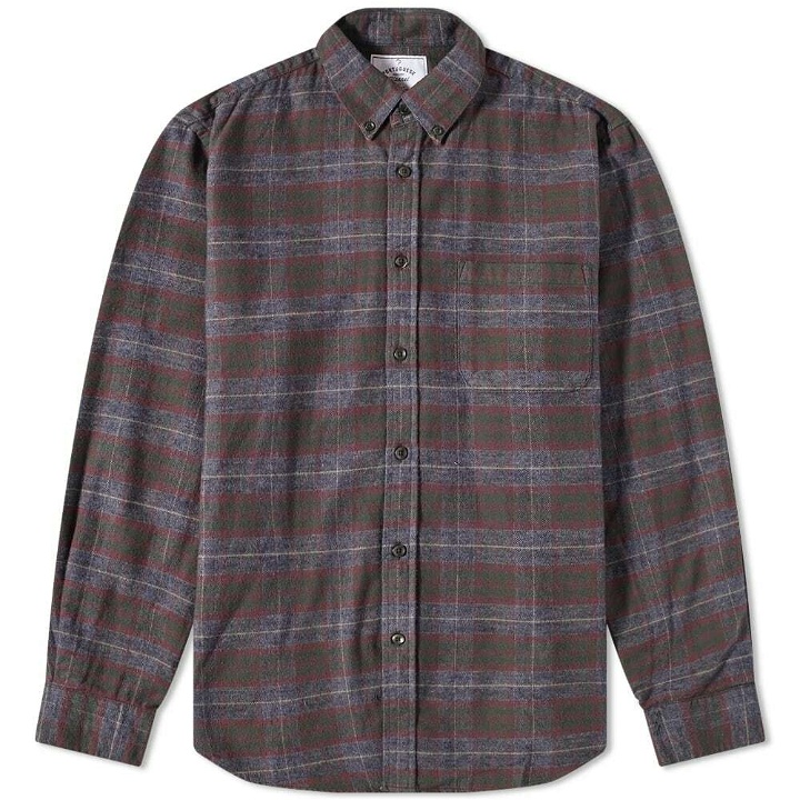Photo: Portuguese Flannel Men's Land Button Down Check Shirt in Grey/Green/Red