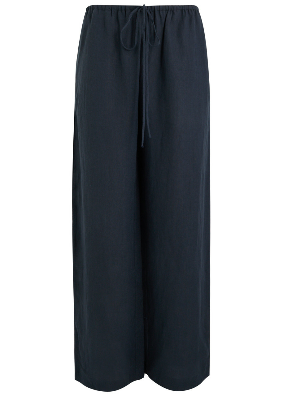Bec & Bridge Elyce Wide-leg Linen Trousers Navy