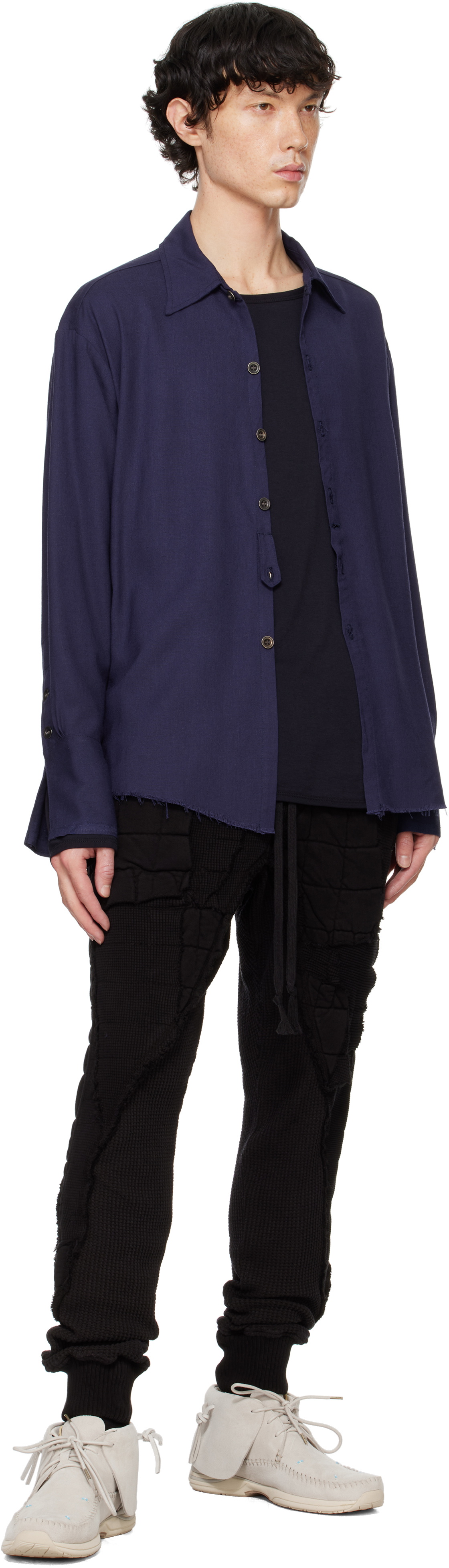 Greg Lauren Black Stitchwork 50/50 Sweatpants