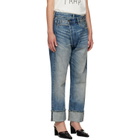 R13 Blue Cuffed Crossover Jeans