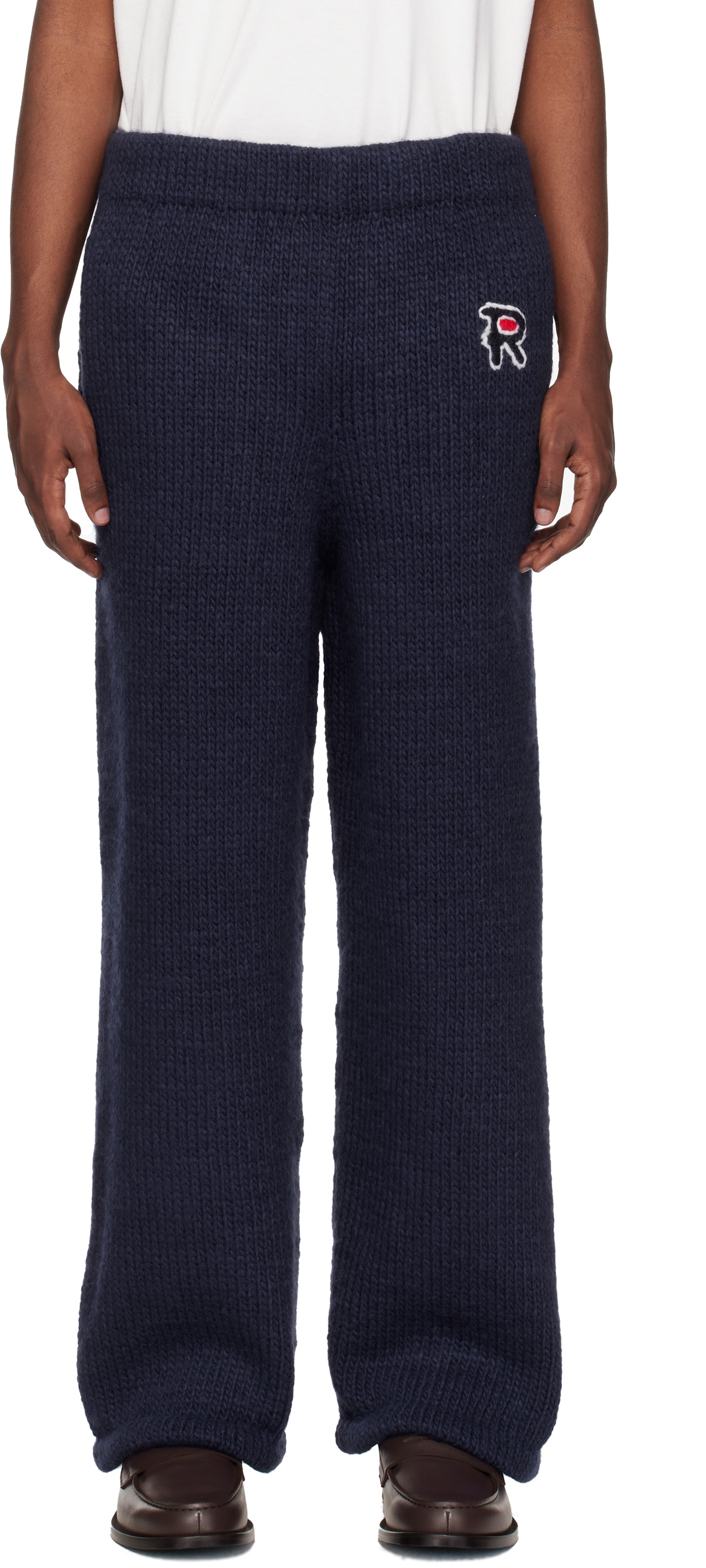 RICE NINE TEN Navy Hand Knitted Jersey Sweatpants