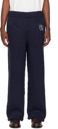 RICE NINE TEN Navy Hand Knitted Jersey Sweatpants