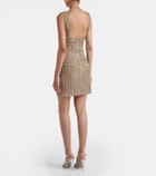 Là Fuori Gilded crystal-embellished minidress